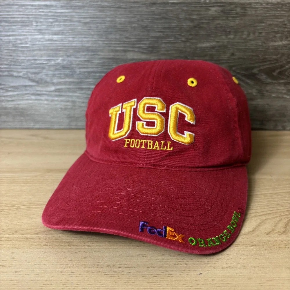 USC Trojans Hat Cap Strap Back Red Yellow NCAA Football FedEx Orange Bowl Mens
